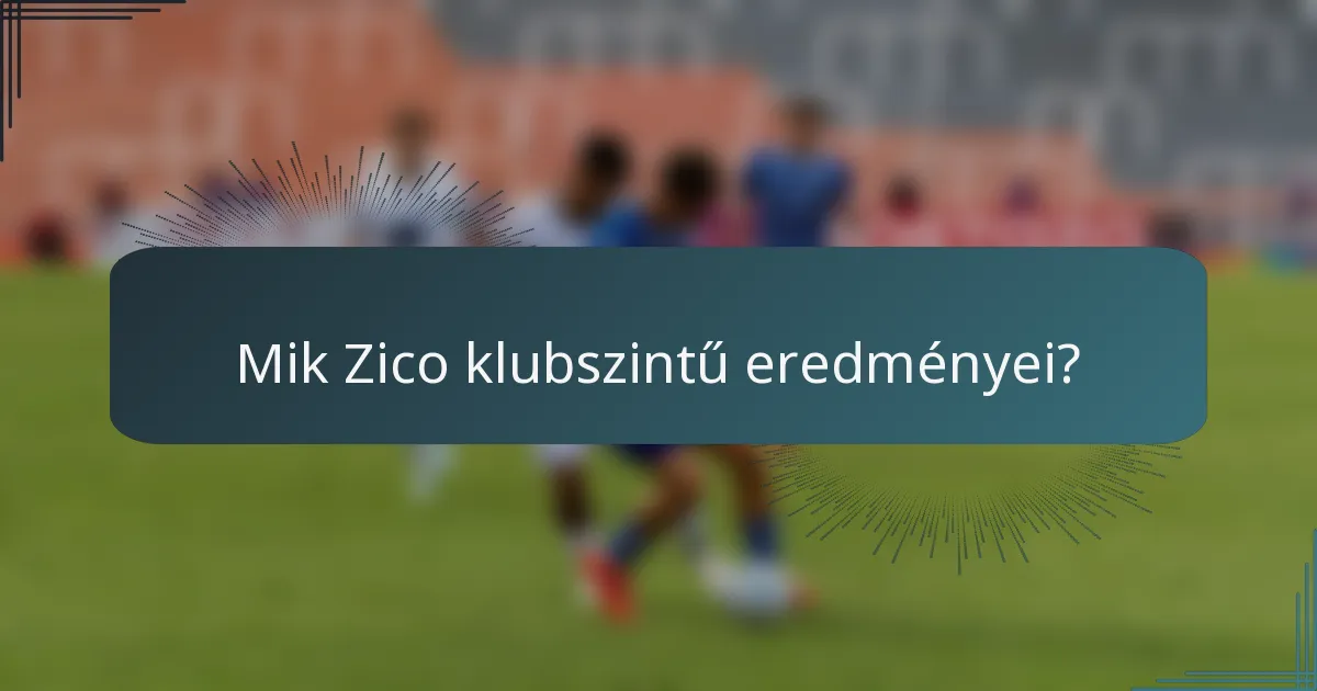 Mik Zico klubszintű eredményei?