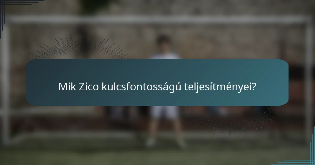 Mik Zico kulcsfontosságú teljesítményei?