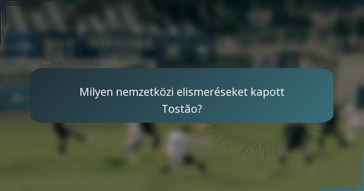 Milyen nemzetközi elismeréseket kapott Tostão?
